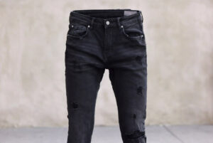 Black denim skinny jeans mens supplier To USA