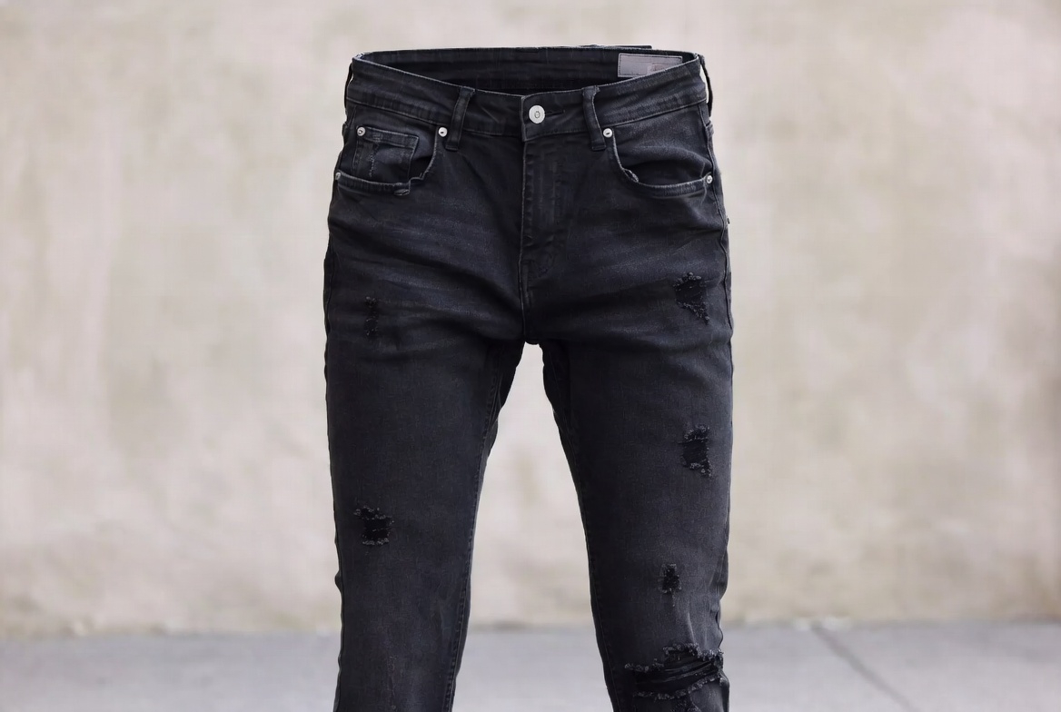 Black denim skinny jeans mens supplier To USA