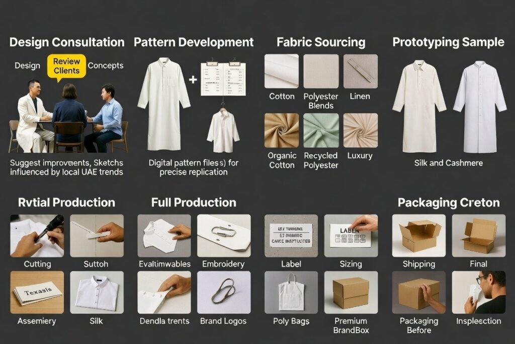 Services Offered by Texasia as a Custom Cut and Sew Clothing Manufacturer for United Arab Emirates