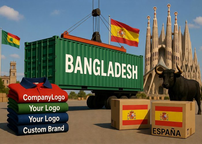 Premium custom logo polo shirts from Bangladesh to Spain